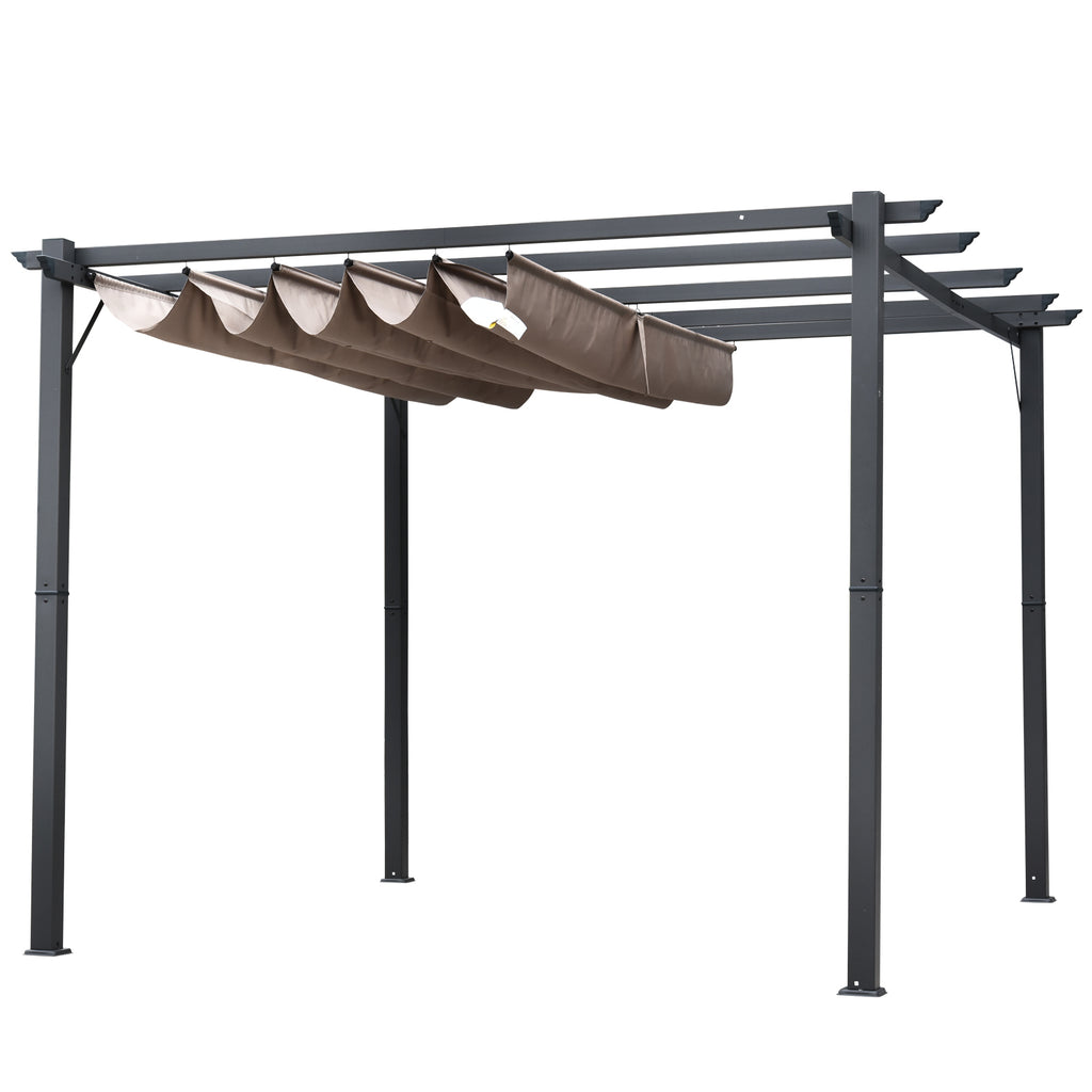 Sumptuous 3x3m Garden Pergola with Anti-UV Retractable Roof and Sleek Aluminum Frame in Grey - Borgè