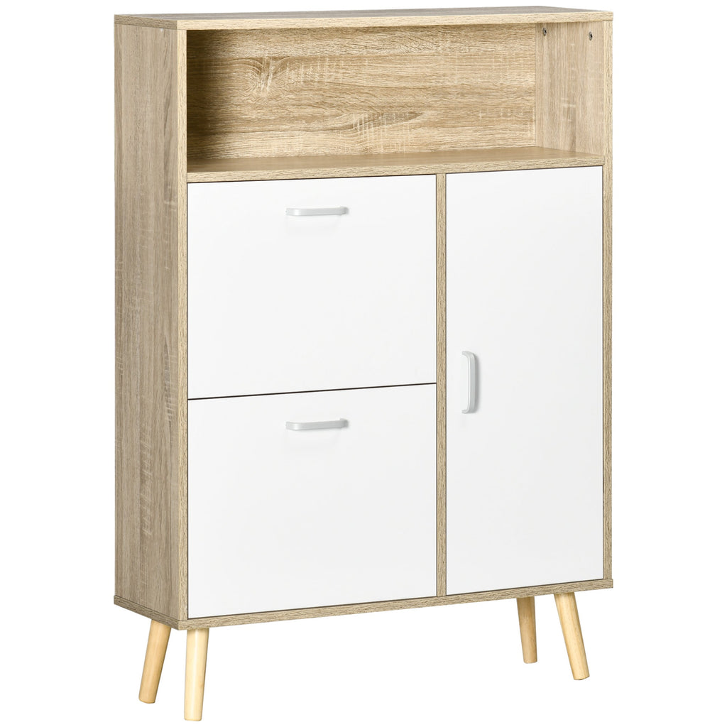 Scarpper saving for 8 pairs of shoes with 2 doors and wooden cabinet, 80x25.5x112.5cm, white - Borgè