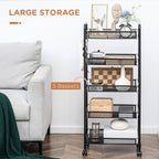 Black 5 level Kitchen Trolley with mesh baskets | 45x26.5x106cm - Borgè
