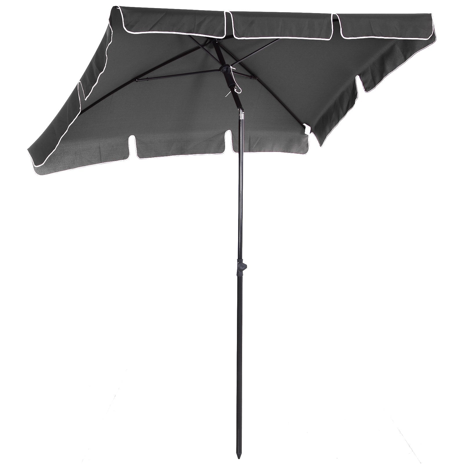 2x1.3m Rectangular Garden Umbrella with Adjustable Tilt and Aluminum Pole, Gray and Black - Borge' Group Limited