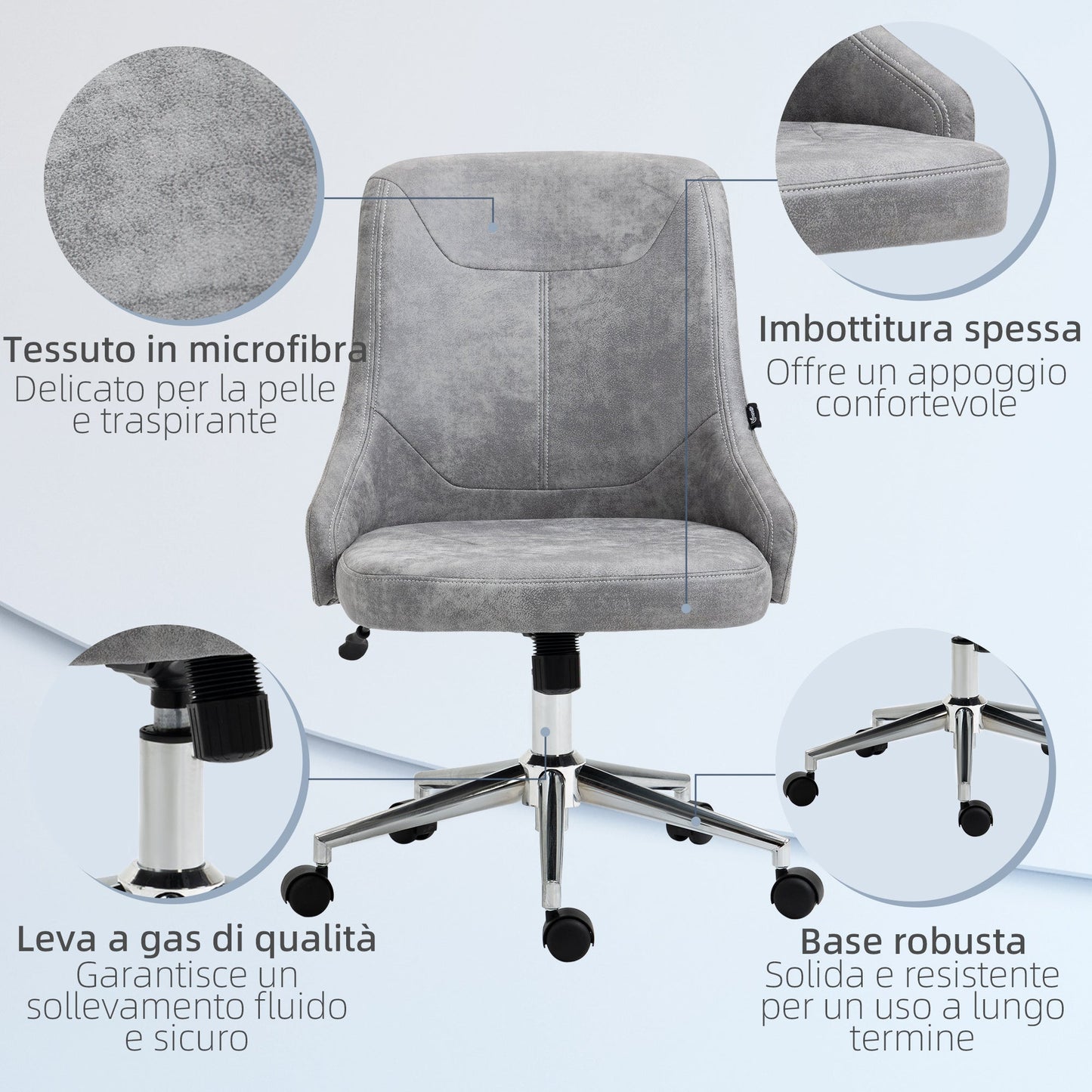 VIP SEAR FROM OFFICE ADJUSTABLE WITH GIREVANTY FUNCTION AND INCLIBLE AT 360 Â°, 56x63x85-95 cm, Gray - Borgè