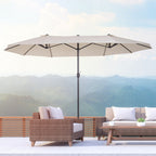 Beige Umbrella Garden Parasol and Double exterior fabric and polyester, 4.55 x 2.4m - Borge' Group Limited