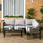 PARIS | 4 Piece Garden Set with 2 Sofas, Corner Chair and Tempered Glass Coffee Table - Borge' Group Limited