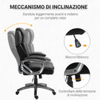 Ergonomic office armchair with headrest, adjustable height and swing, swivel chair with wheels, 68x76x117-125cm, black - Borgè
