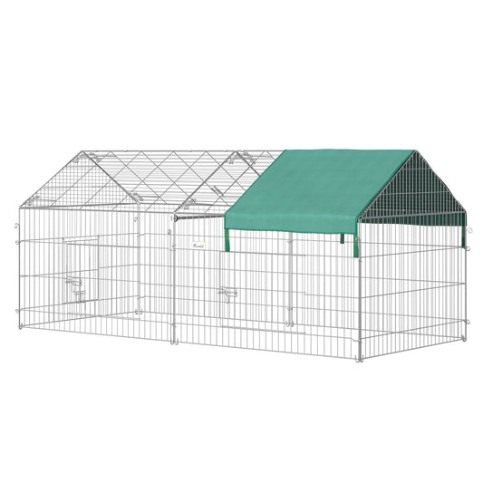 Pawhut Animal Fence with steel roof sheet with doors, 220x103x103cm - Borgè