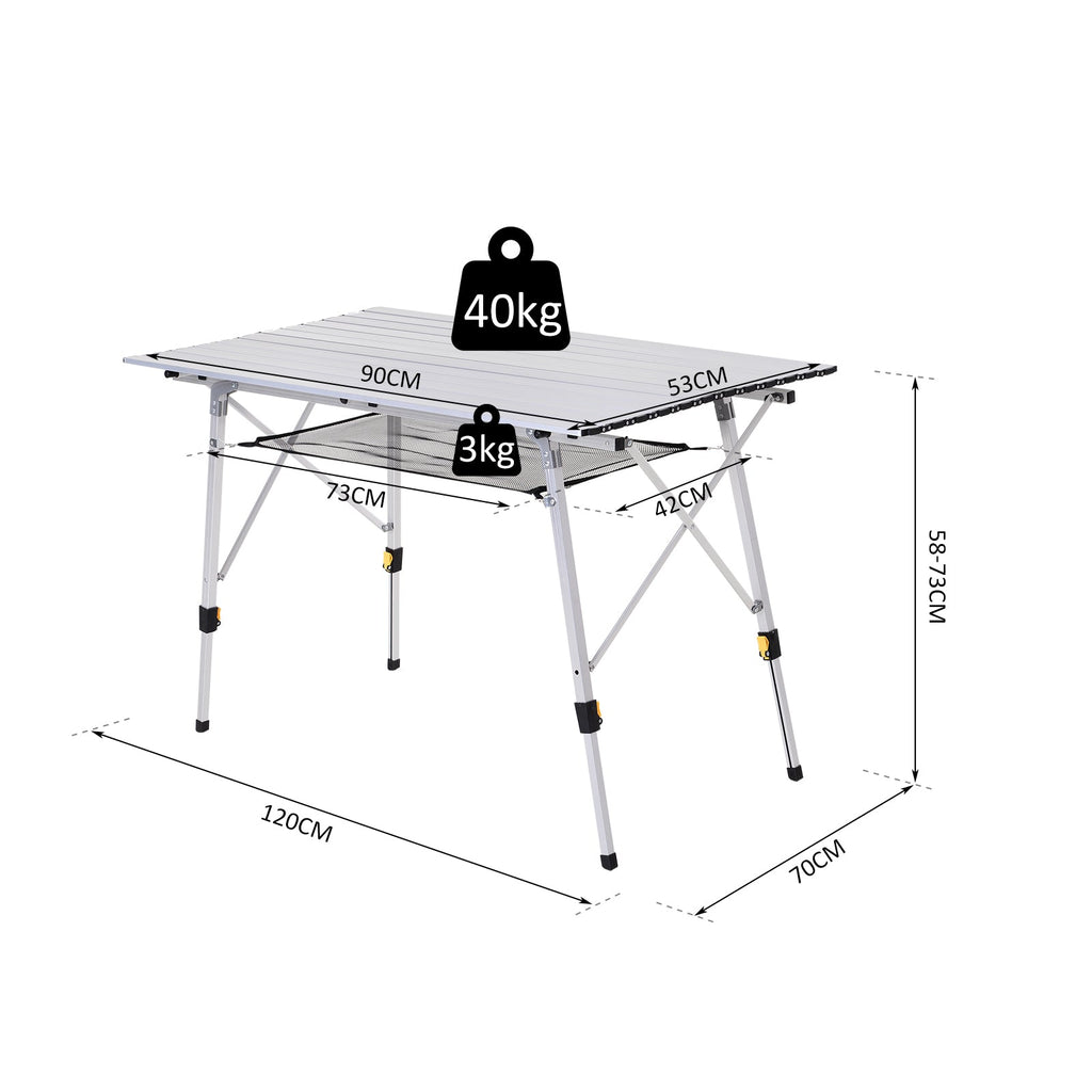 Outsunny Multifunction Folding Camping Table Aluminum with adjustable case and height supports up to 40 kg - Borgè