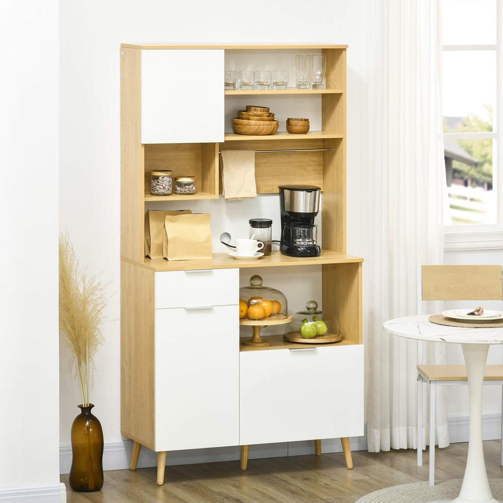 Homcom Kitchen pantry in chipboard with cabinets, drawers, adjustable shelves and Appendino, 93x40x180 cm - Borgè