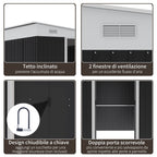 Garden Storage Shed with Sliding Door, Steel, 345x280.5x169-201cm, Black - Borge' Group Limited