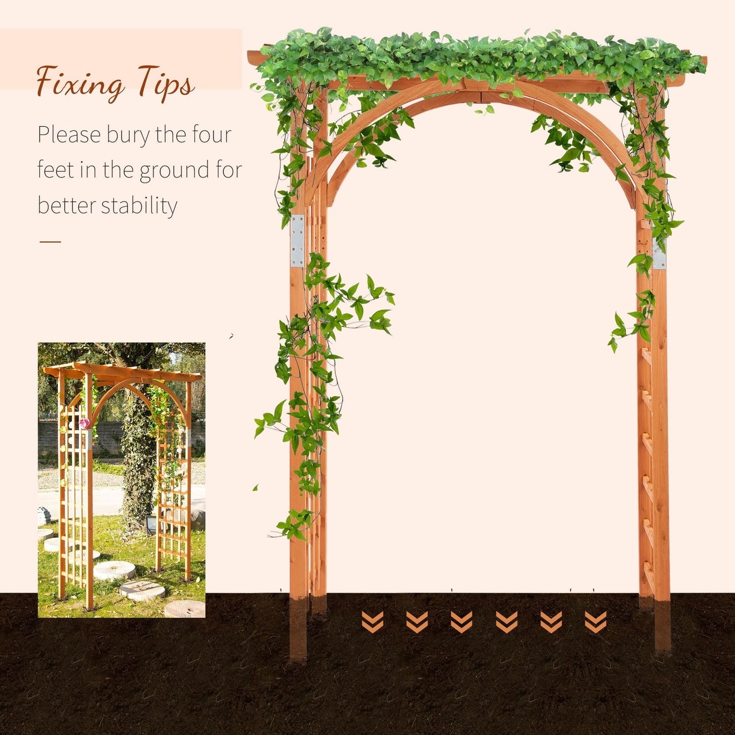 Outsunny wooden arch of garden pergola and back for climbing plants - Borgè