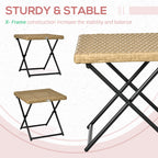 Outsunny Garden Table Folding saving in Rattan Synthetic and Steel, 40x40x40cm, Wicker color - Borgè
