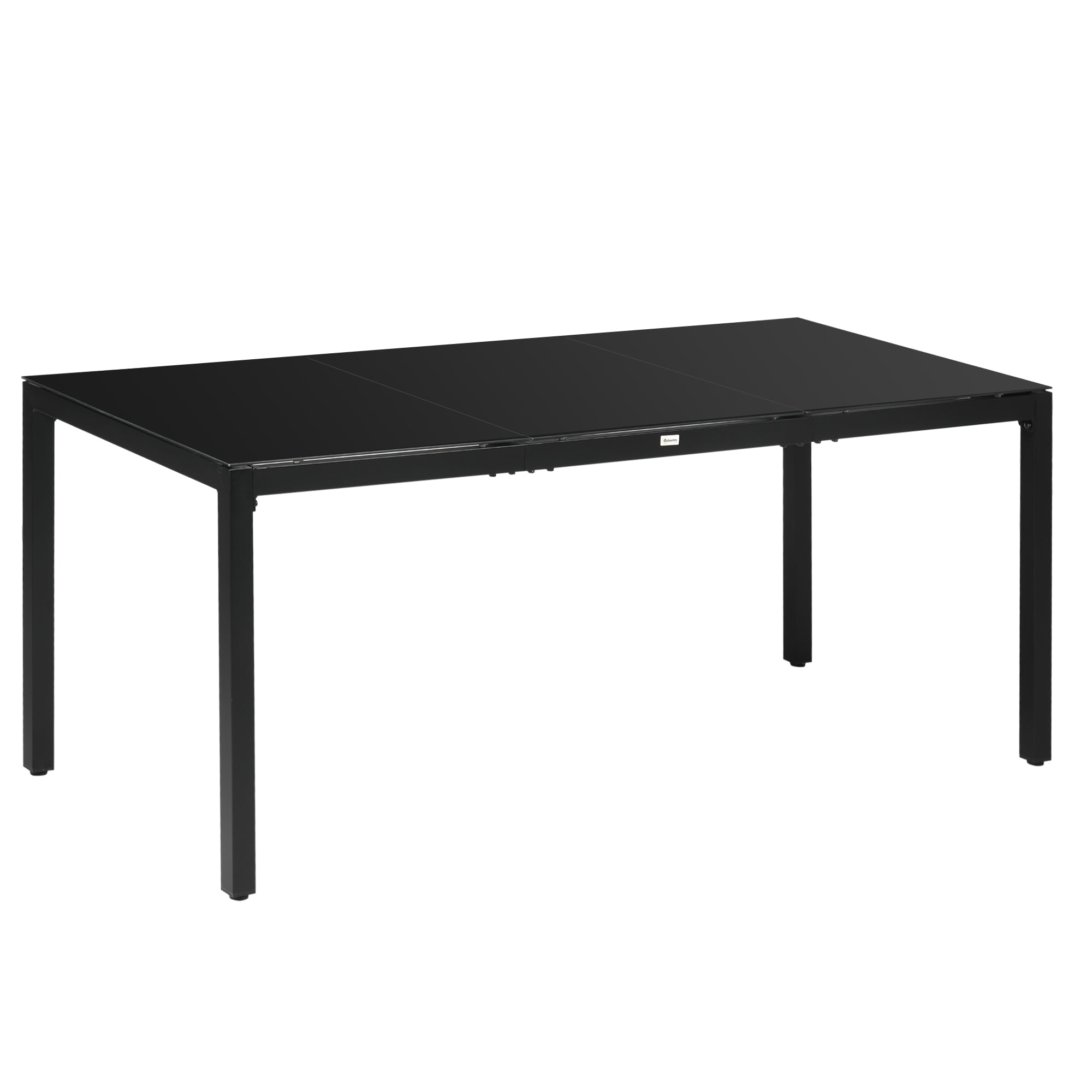 Rectangular Garden Table for 8 People in Aluminum and Glass, 180x80x72cm, Black - Borge' Group Limited