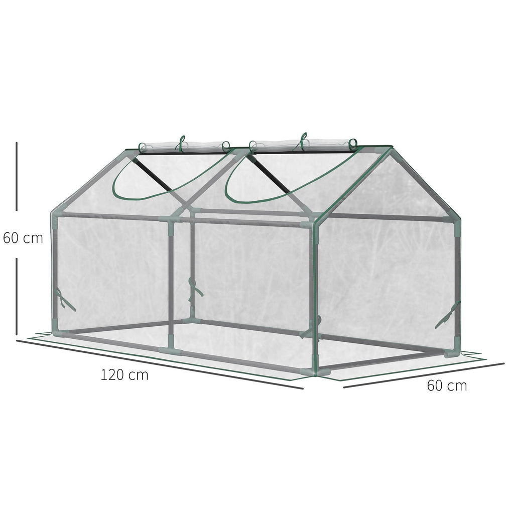 Outsunny mini garden greenhouse with 2 roller shutters and anti-UV PVC coverage, 119x60x60cm, transparent - Borgè