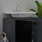 Kleankin Mobile Sublavabo Wooden Bath with 2 -door locker, 60x30x60cm, black - Borgè