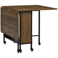 Homcom Folding table with 6 wheels and industrial style shelf in wood and metal, light brown - Borgè