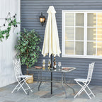 Garden Table with Umbrella Hole, Outdoor Furniture in Metal and Glass 120x80x70cm Grey - Borge' Group Limited