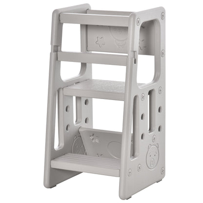 Scaletta for children Torre Montessoriana adjustable height 3 levels, 47x47x90cm, Grey - Borgè