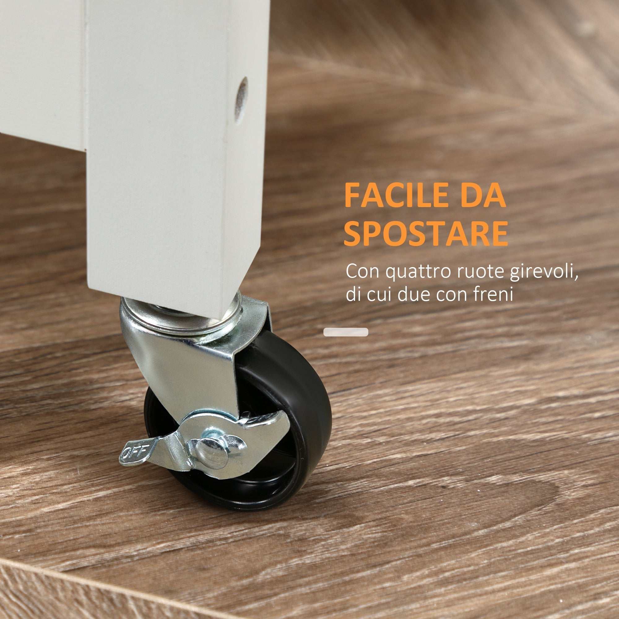 kitchen trolley with 1 drawer, 1 locker and 1 shelf at 3 levels, 92x40x84cm, white - Borgè