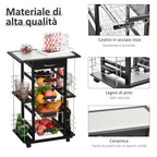 kitchen trolley with 4 removable baskets and 4 black side compartments - Borgè