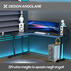 Corner Desk in Black for Gaming and Office with gamepad support and mat - Borgè