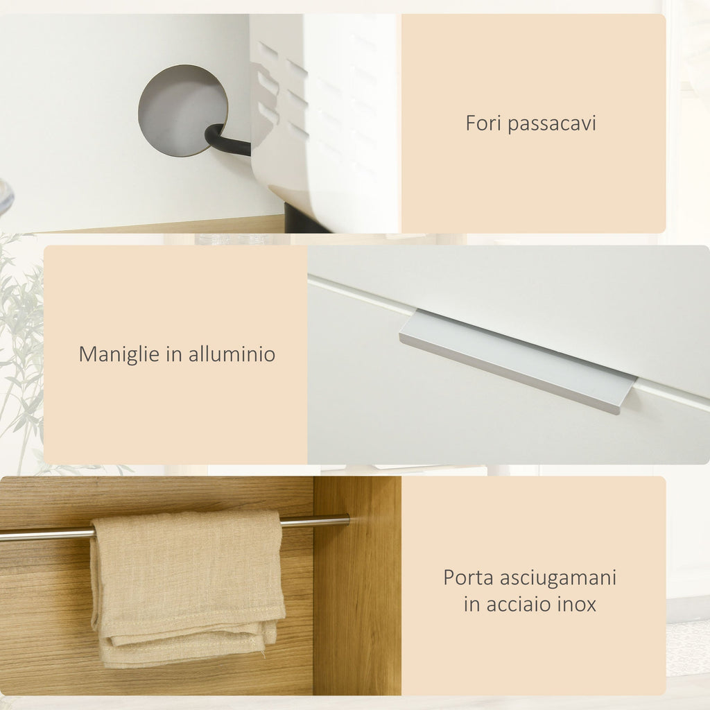 Homcom Kitchen pantry in chipboard with cabinets, drawers, adjustable shelves and Appendino, 93x40x180 cm - Borgè
