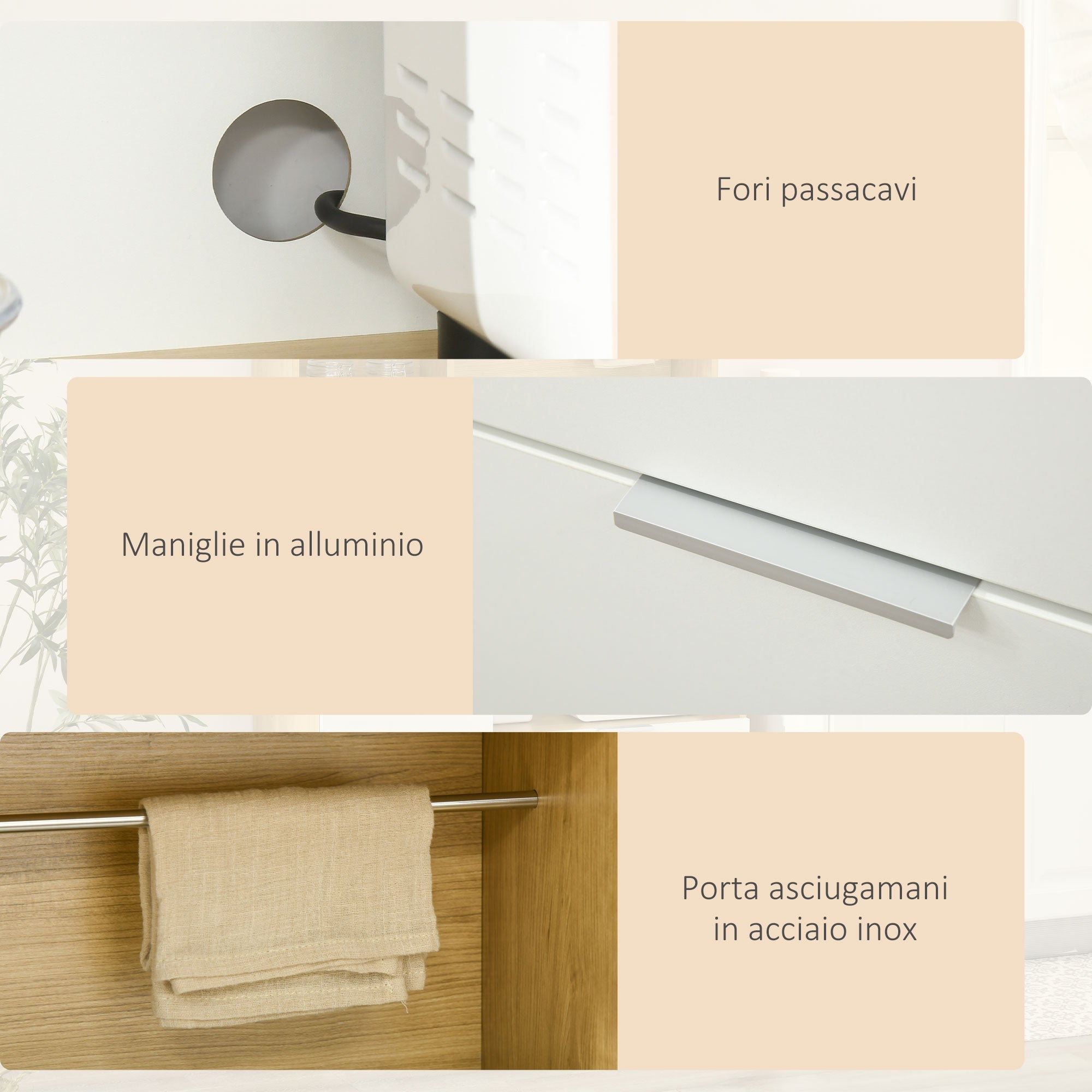 Homcom Kitchen pantry in chipboard with cabinets, drawers, adjustable shelves and Appendino, 93x40x180 cm - Borgè