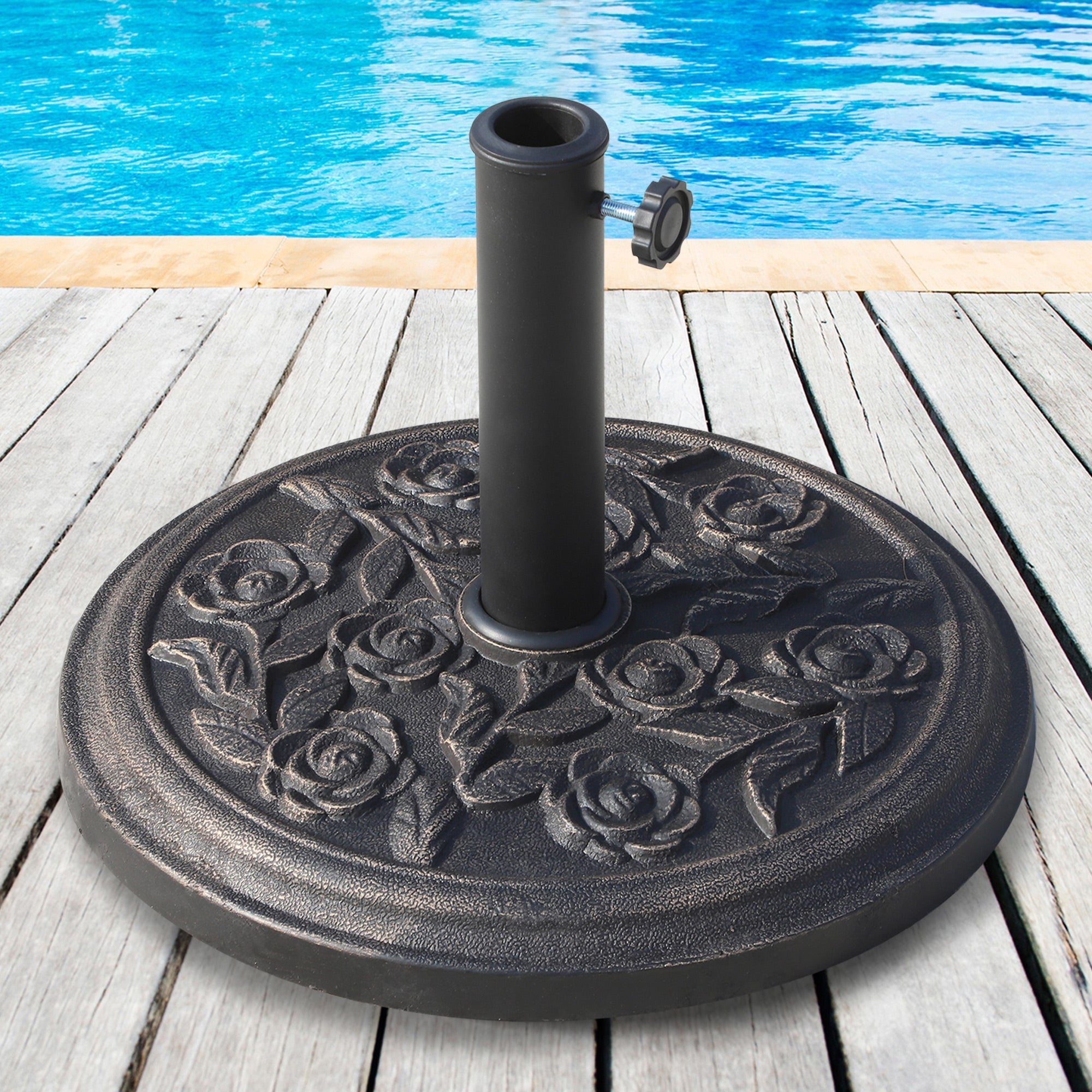 9kg Resin Umbrella Base with Bronze Finish Φ45.5 x 31.5cm Black - Borge' Group Limited