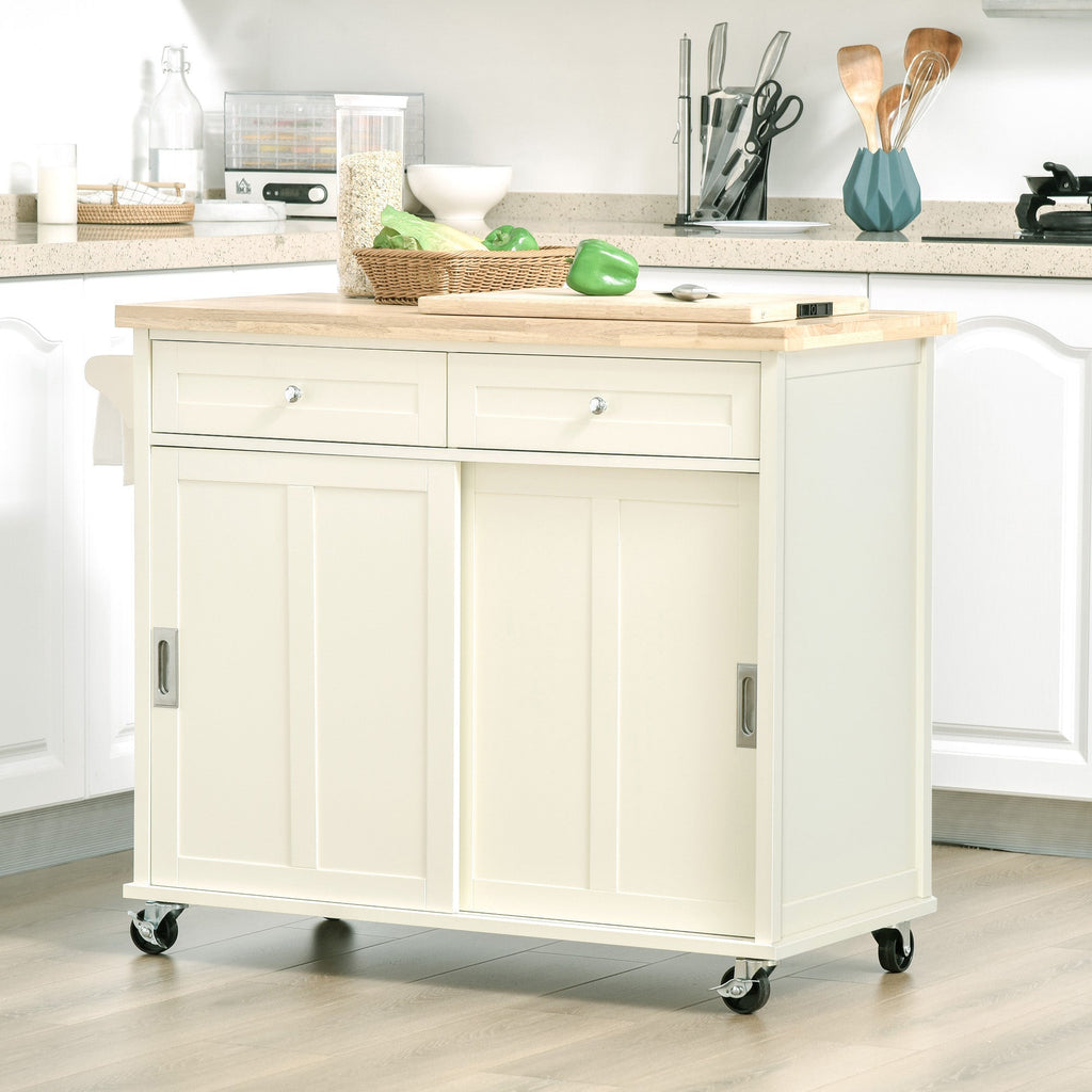 Cooking island for tools and accessories with drawers, locker and rack, 110x49.5x89.5 cm, white - Borgè