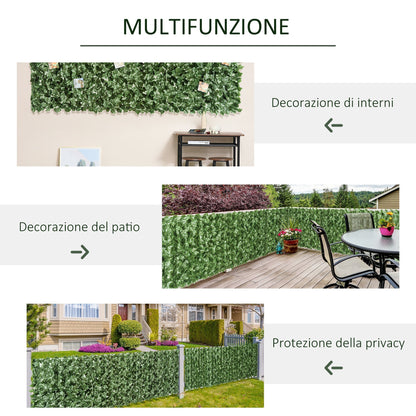 Outsunny artificial hedge roll for balcony and garden in PE Anti -UV with leaves 240x100cm - dark green - Borgè