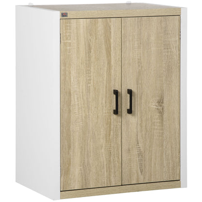 Multiuse cabinet for entrance and living room, 2 doors 2 doors with adjustable shelf in MDF, 62x40x77cm, white and wood - Borgè