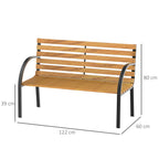 2-Seater Wooden Bench, Outdoor Bench, Garden, Balcony or Terrace 122x60x83cm, Black and Wood Color - Borge' Group Limited
