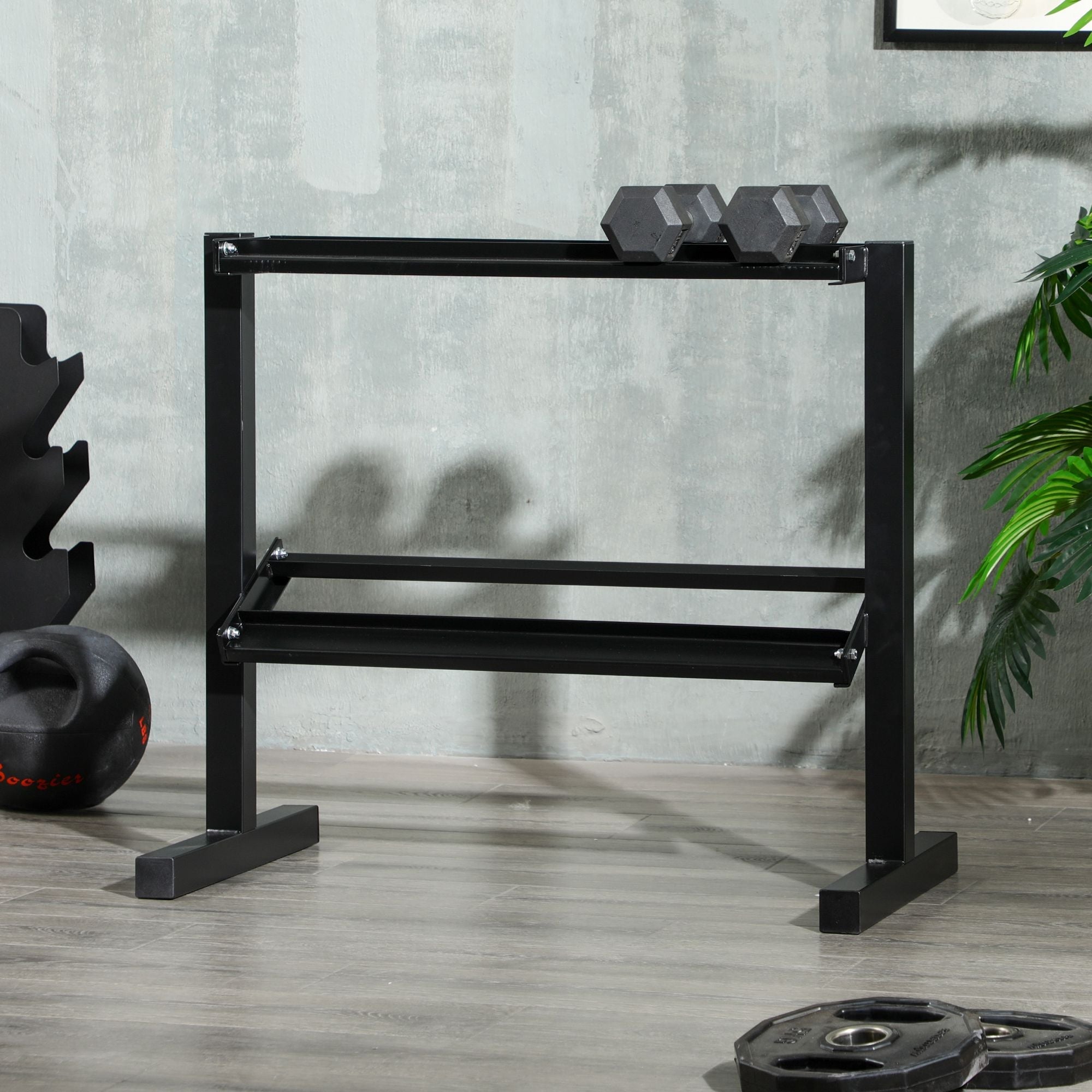 SportNow brings weight with 2 steel shelves for gym, home and office, 92.5x50.5x80.5cm, black - Borgè