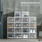 Rectangular Plastic Rectangular Mobile PP, 18 Box 25x35x19 cm for Max 43 EU shoes, clothes and books - Borgè