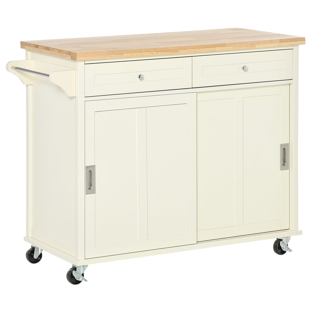 Cooking island for tools and accessories with drawers, locker and rack, 110x49.5x89.5 cm, white - Borgè