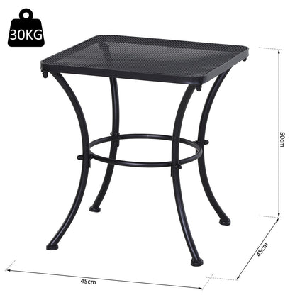 Outsunny Square Garden Table in steel with pierced top, 45x45x50 cm, black
