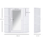 Wall cabinet with mirror and shelves for white wooden bathroom 66 x 17 x 63 cm - Borgè