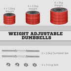 40kg Rubber Coated Metal and Iron Sand Dumbbell Set, 45x26x26cm, Red - Borge' Group Limited