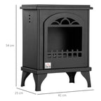 Metal Bioethanol Fireplace with 3h Combustion with 1.2L Tank and Cover | 25mÂ², 41x25x54 cm, Nero - Borgè