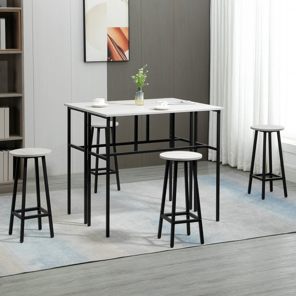 sets from bar 6 pieces with 4 bar stools and 2 high tables in chipped wood and steel for kitchen and living room, Grey - Borgè