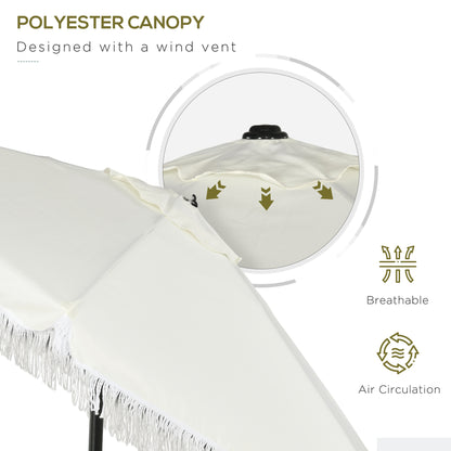 Outsunny garden umbrella 2.3x2.2m inclinable with central pole and crank, cream - Borgè