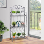 3 Tier Folding Garden Balcony Planter Shelf, Metal, Silver, 44x25x96 cm - Borge' Group Limited
