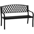 2-Seater Outdoor Bench with Armrests in Steel and Cast Iron, 128x58.5x89cm, Black - Borge' Group Limited