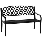 2-Seater Outdoor Bench with Armrests in Steel and Cast Iron, 128x58.5x89cm, Black - Borge' Group Limited