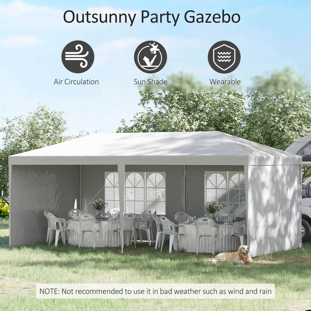 5.83x2.95m Folding Garden Tent for Parties and Events with Removable Panels, White - Borge' Group Limited