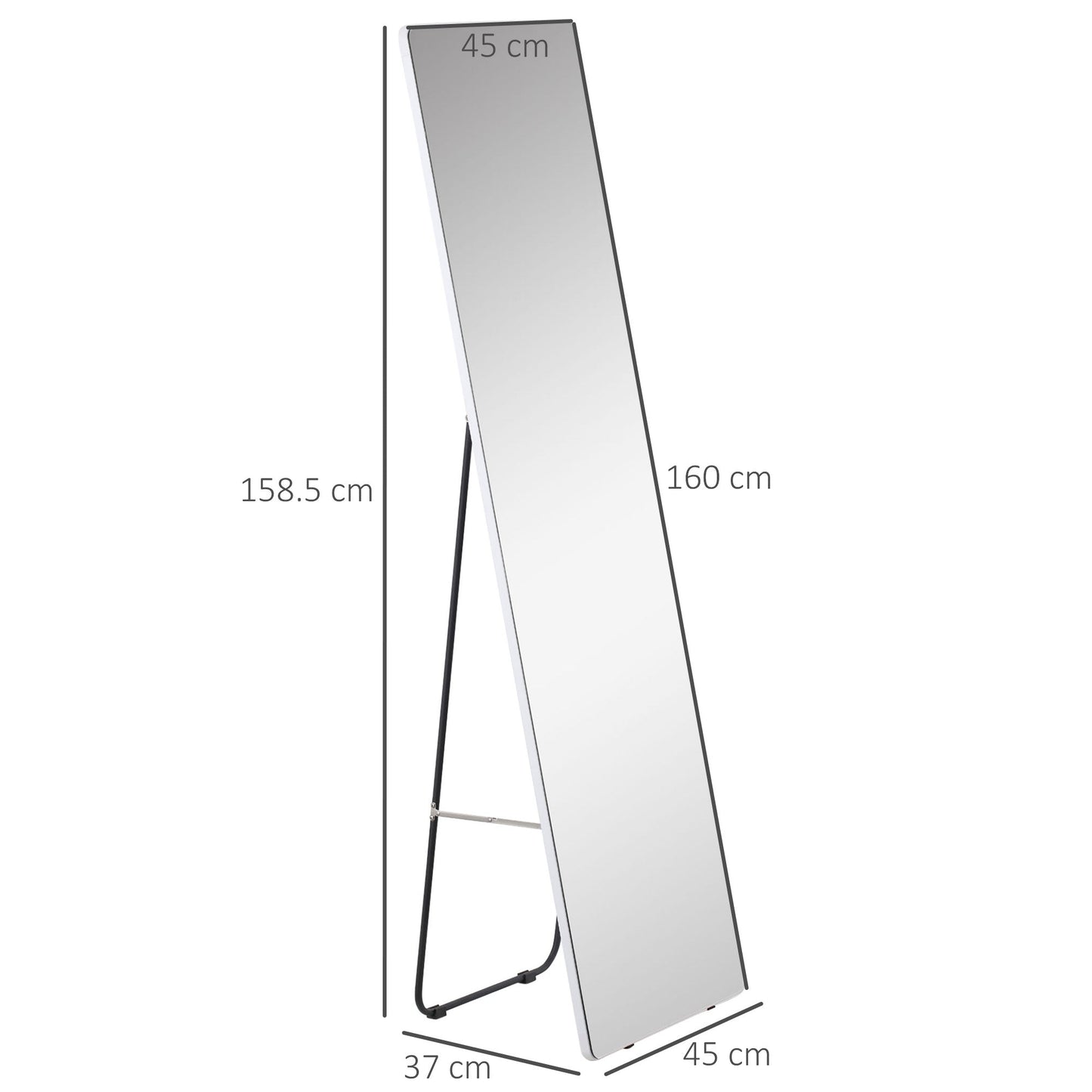 mirror from the ground and wall with aluminum structure per bedroom, entrance and bathroom, 45x37x158.5cm - Borgè