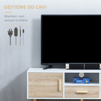 Homcom Low TV Mobile for TV Max 46 "with open shelf, drawer and 2 lockers, in chipboard and pine, 120x37x45.5cm - Borgè
