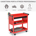 Durhand Planning Trolley from Officina, Rosso, 70x35x75.5cm - Borgè