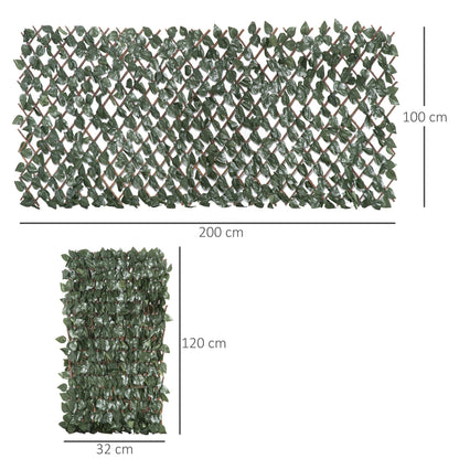 Outsunny fake hedge 8 pieces extendable green wall for exterior, in wood and polyester, 200x100cm - Borgè