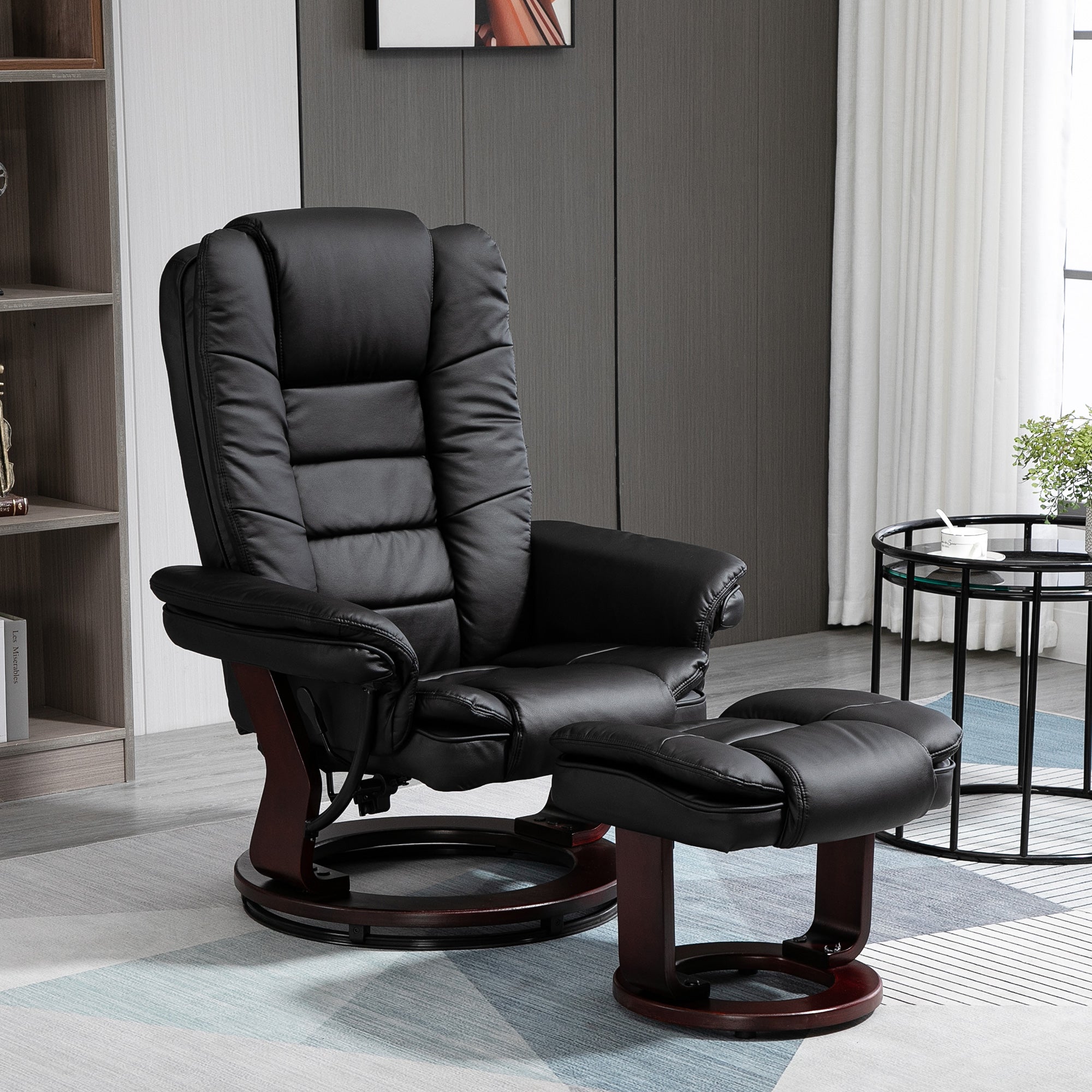 THE BOSS | Black Armchair with footrest | 360 ° Swivel and Reclining - Borgè