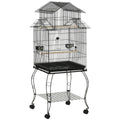 Indoor Wooden Bird Cage with Tray, 4 Wheels and Perch, 50x49x137cm - Borge' Group Limited