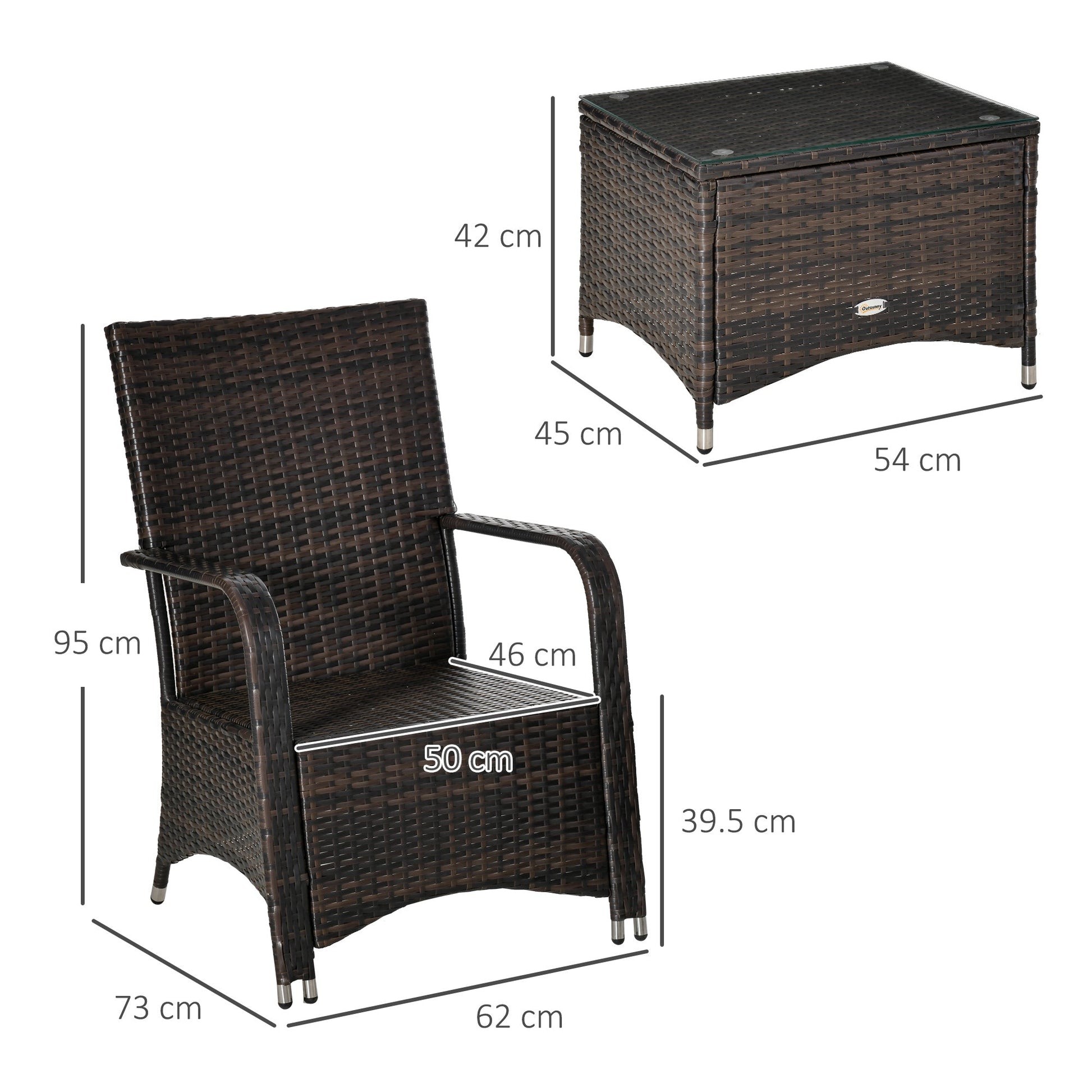 DOREE | Garden Furniture Set in Rattan PE with Coffee Table and 2 chairs with removable cushion - Borgè